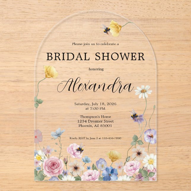 Garden Wildflowers Bridal Shower Invitation (Recto)