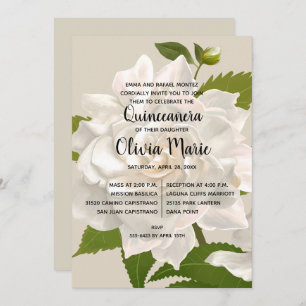 Gardenia Vintage Floral Quinceañera Invitations