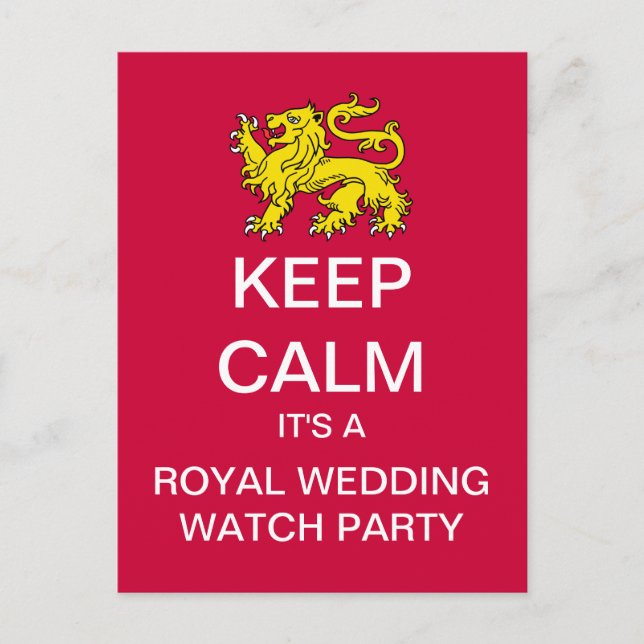 GARDER CALM Royal Mariage Watch Party Carte postal (Devant)