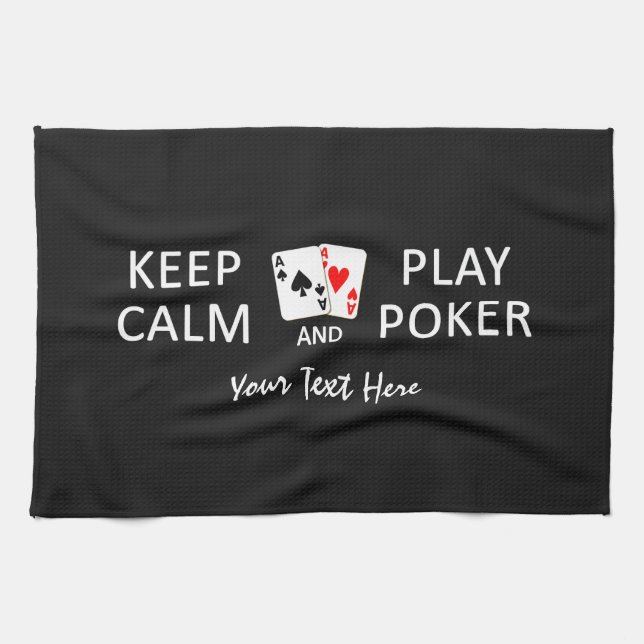 GARDER CALME & PLAY POKER serviette personnalisée (Horizontal)