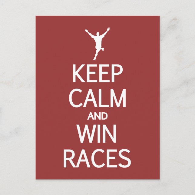 Garder Calme & Win Races carte postale couleur per (Devant)
