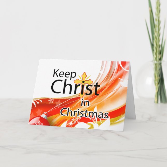 Garder le Christ à Noël, carte religieuse pliée (Devant)