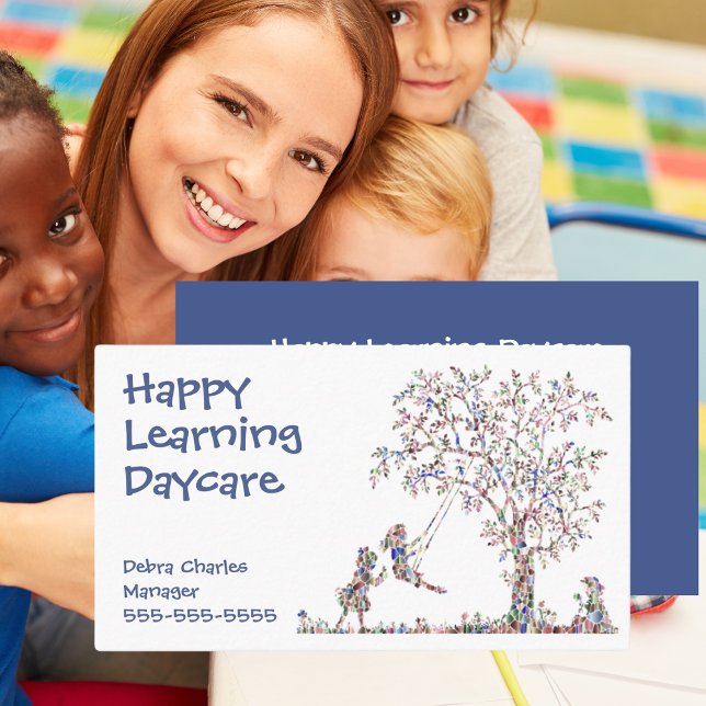 Garderie Enfants Carte de visite naturel (Daycare Children Nature Blue Business Card
)