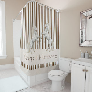 Gardez-le beau rideau de douche Brown tripe Horse