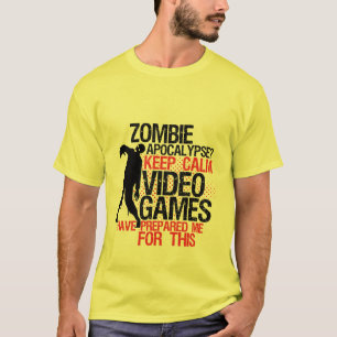Gardez le calme amusant Gamers T-shirt Zombie Apoc