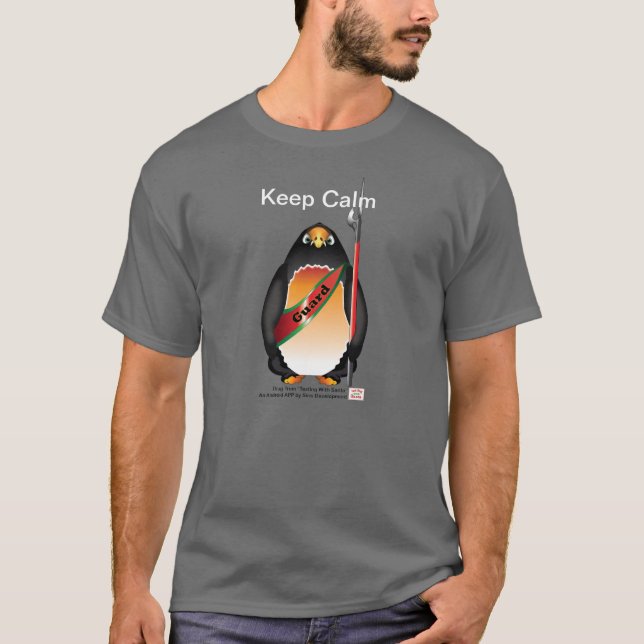 Gardez le T-shirt calme de garde de pingouin de (Devant)