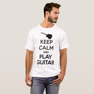 Gardez le T-shirt de blanc d'hommes de guitare de