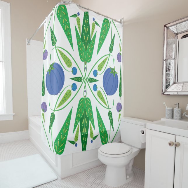 Gardien Du Rideau De Douche Blueberries (En situation)