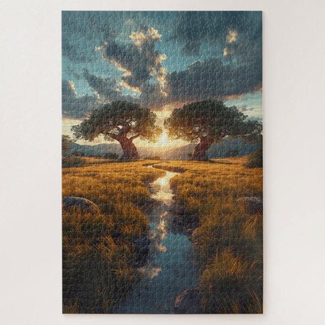 Gardiens Jumeaux – Puzzle Coucher de Soleil sur la (Vertical)