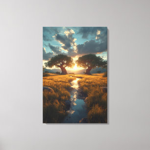 Gardiens Jumeaux – Toile Impression Coucher de Sol
