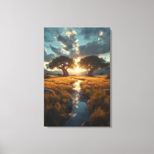 Gardiens Jumeaux – Toile Impression Coucher de Sol (Recto)
