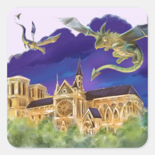 Gargouille Notre Dame - Autocollants carrés de Par