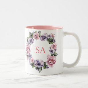 Garland monogramme de fleurs Mug