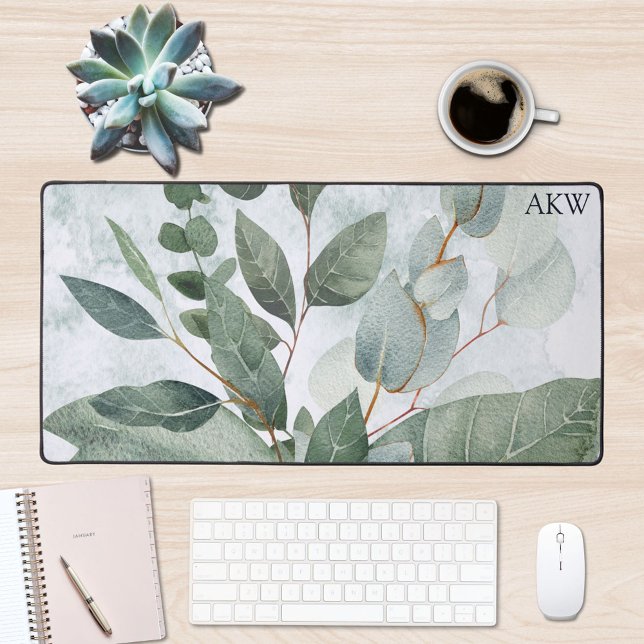 Garniture de verdure rustique à aquarelle avec mon (In situ office desk)