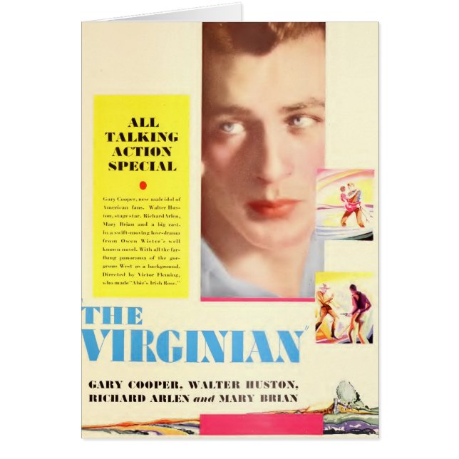 Gary Cooper 1929 La carte couleur Virginian (Devant)
