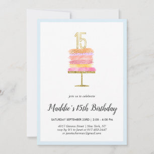 Gâteau Arc-en-Ciel Invitation pour 15 ans