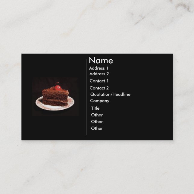 Gâteau au chocolat avec Carte de visite aux fraise (Devant)