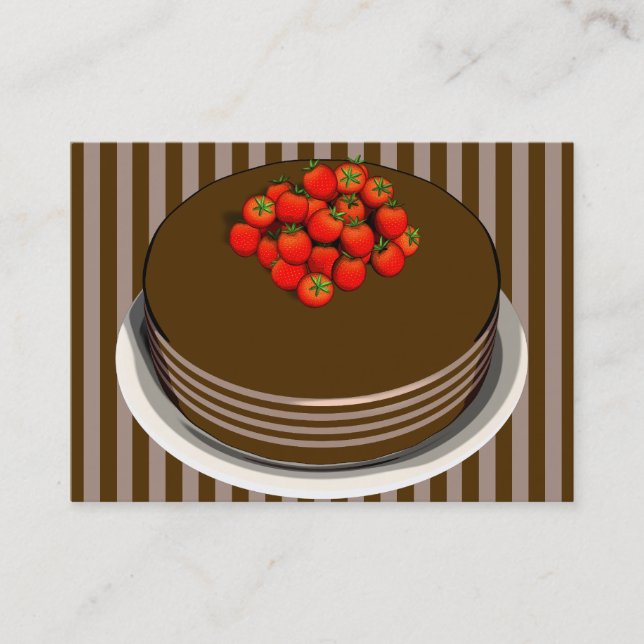 Gâteau au chocolat et baies Cartes de visite (Devant)