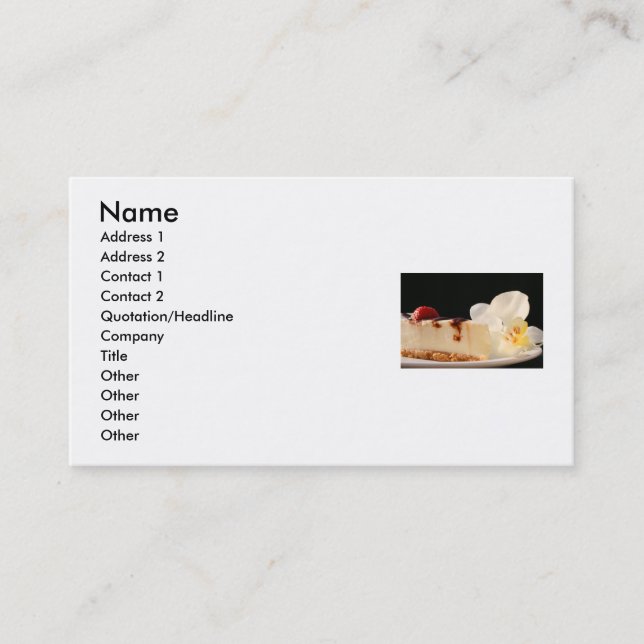 Gâteau au fromage et un carte de visite d'orchidée (Devant)