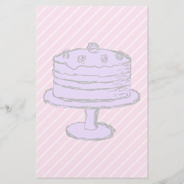 Gâteau au violet clair sur rose. (Devant)