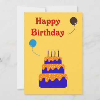 Gâteau avec ballon - Carte Anniversaire