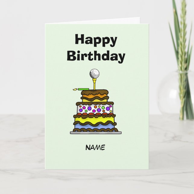 Gâteau avec Golf Ball Carte Anniversaire (Devant)