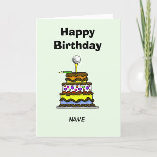 Gâteau avec Golf Ball Carte Anniversaire