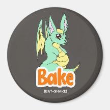 Gâteau (chat + pain) Cute Cercle et aimant Carré