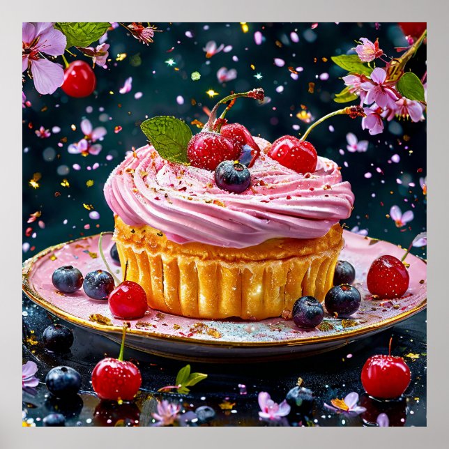 🧁 Gâteau Cupcake avec Glaçage Rose Décoration de  (Devant)