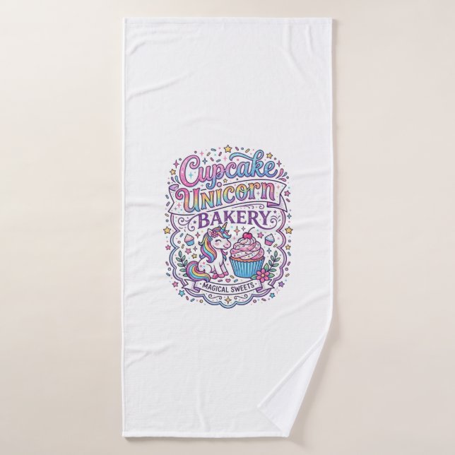 Gâteau Cupcake Licorne Boulangerie Licorne Fond Bl (Serviette de bain)