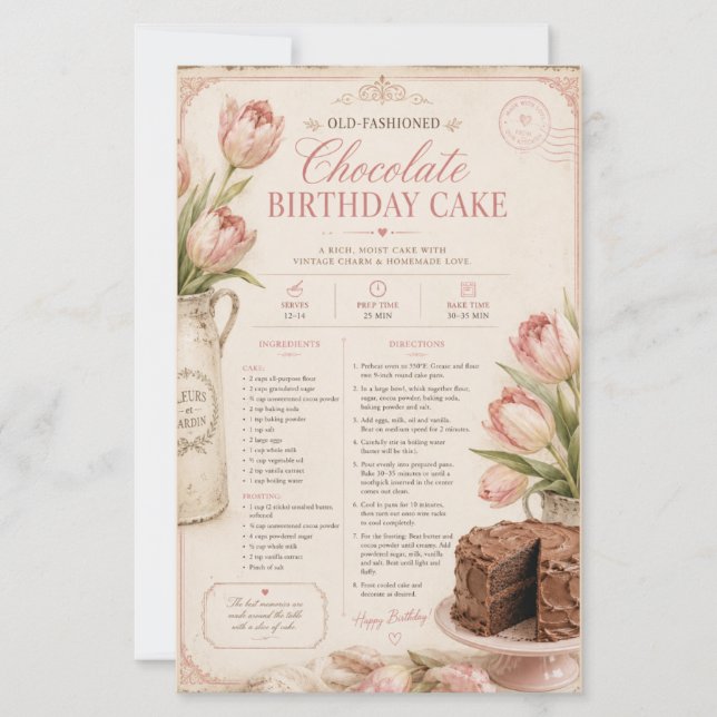 Gâteau d'anniversaire au chocolat à l'ancienne, Tu (Devant)