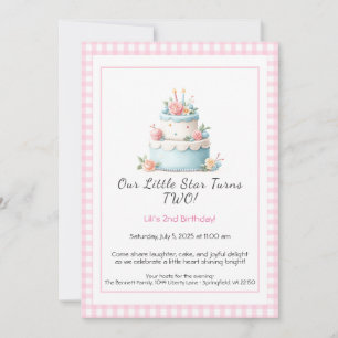 Gâteau d'anniversaire bleu et rouge - Invitation d
