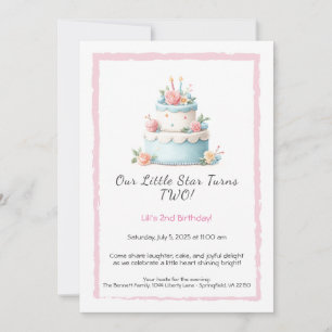 Gâteau d'anniversaire bleu et rouge - Invitation d