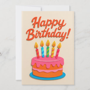 Gâteau d'anniversaire coloré avec carte des bougie