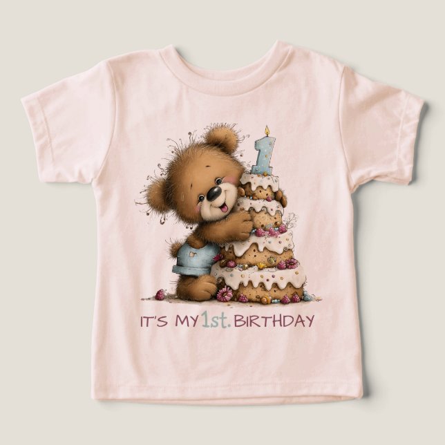 Gâteau d'anniversaire d'ours en peluche pour garço (Design Recto)