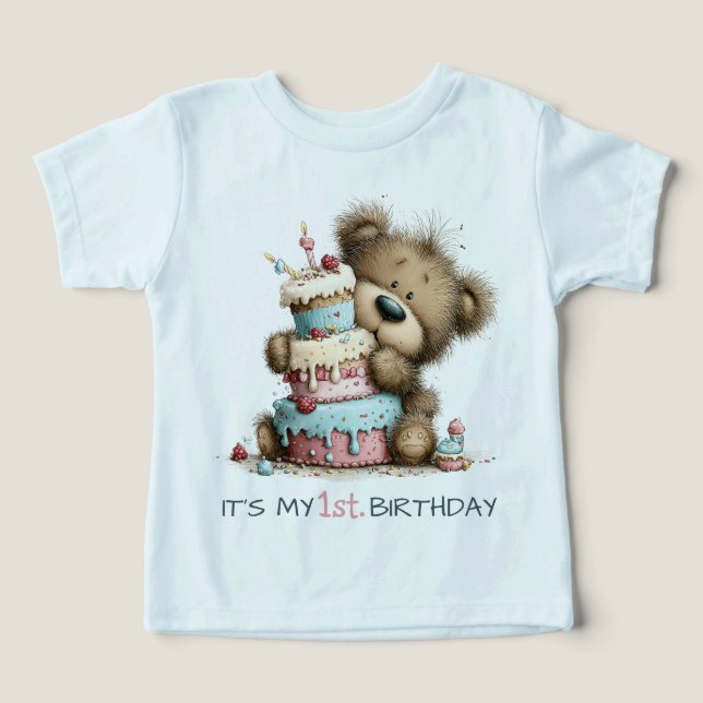 Gâteau d'anniversaire d'un ourson pour le premier  (Design Recto)