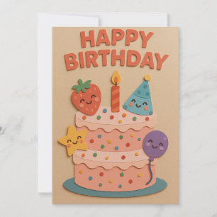 Gâteau d'anniversaire mignon et souriant