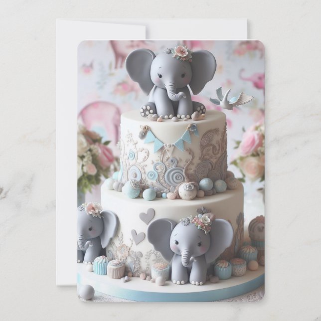 GÂTEAU DE COUCHE DE PETITS ÉLÉPHANTS AMUSANTS (Devant)