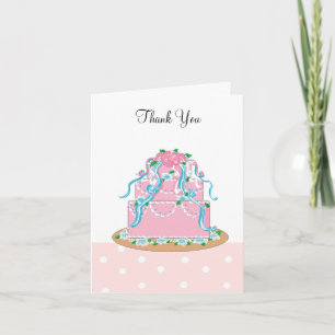 Gâteau de Mariage Élégant Rose et Bleu Merci