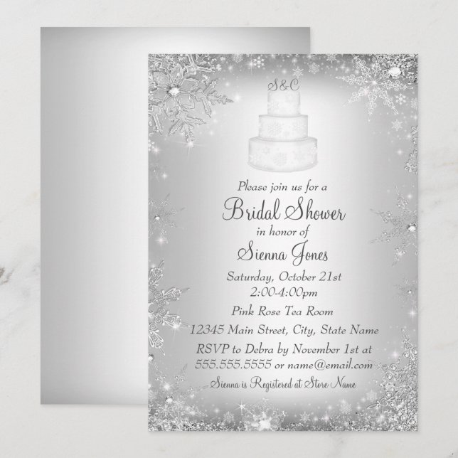 Gâteau de Mariage Monogrammé Invitation de Fête de (Devant / Derrière)