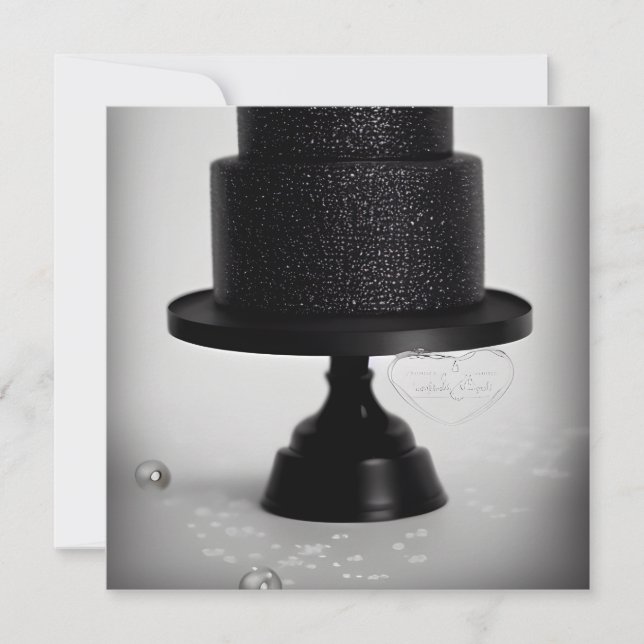 Gâteau de mariage noir vintage & stand (Devant)