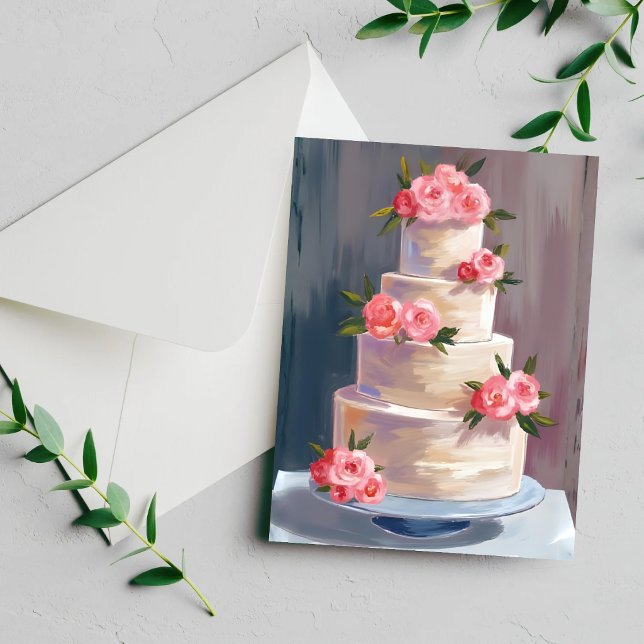 Gâteau de Mariage Rose Rose | Carte de Mariage à l (Créateur téléchargé)