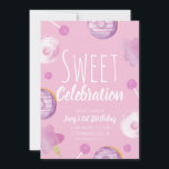Gâteau de Naissance Sucré Candy Rose Fête pour Fil<br><div class="desc">Cartons d'Invitation de Célébration d'Anniversaire Candy Mignons</div>