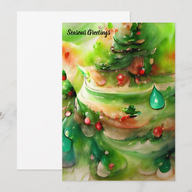 Gâteau de Noël Festif AI Art Vert Rouge Blanc (Devant / Derrière)