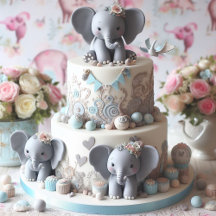 GÂTEAU ÉTAGÉ AUX PETITS ÉLÉPHANTS DRÔLES