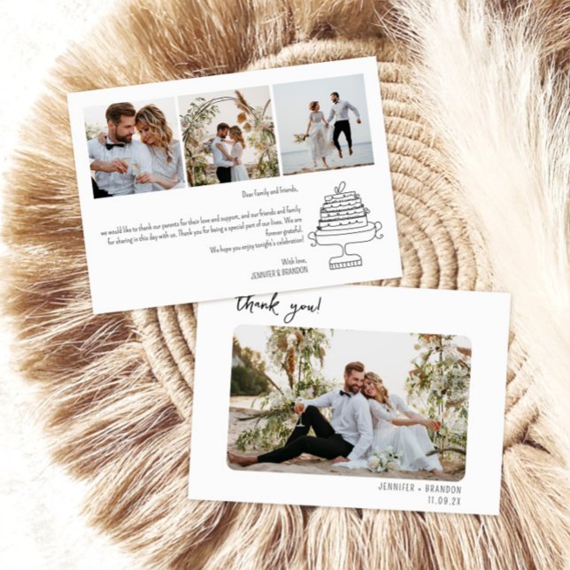 gâteau mariage carte de remerciements gribouillant (Créateur téléchargé)