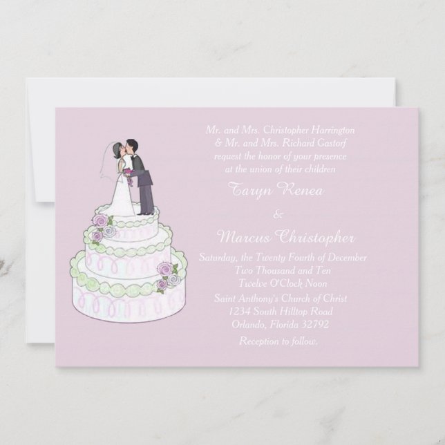 Gâteau mariage horizontal 5x7 Faire-part de mariag (Devant)