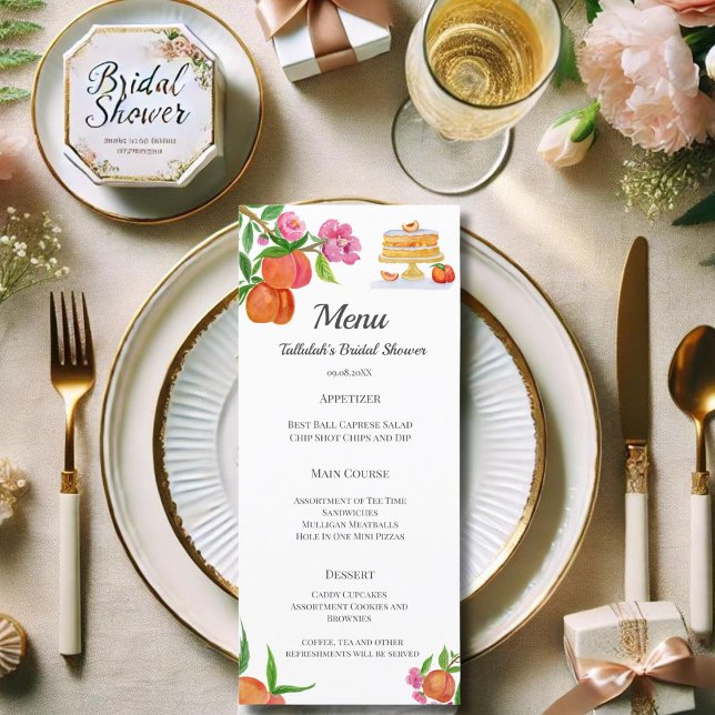 Gâteau pêche à l'aquarelle avec menu de mariage au (Créateur téléchargé)