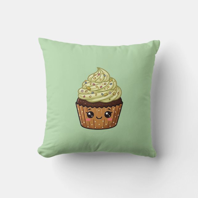 Gâteau Pistache Glaçage Cupcake Kawaii Coussin Ore (Recto)