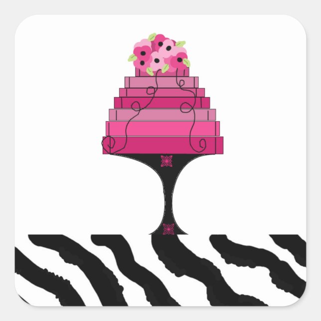 Gâteau rose designer avec autocollant imprimé zèbr (Devant)